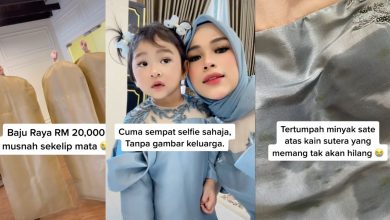 Photo of “Cuma Sempat Selfie Sahaja Tanpa Gambar Keluarga…” – Baju Raya Kain Sutera Berharga RM20,000 Rosak Gara-Gara Tertumpah Kuah Sate